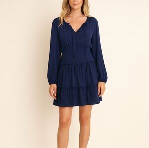 BCBGMaxAzria Midnight Blue Long Sleeve Dress Small